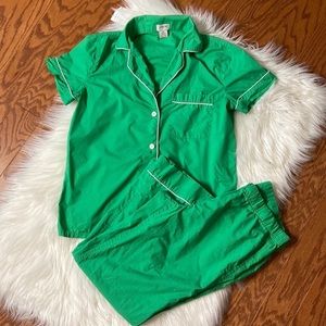 J.Crew 2 PC Pajama Set Green Sz XS